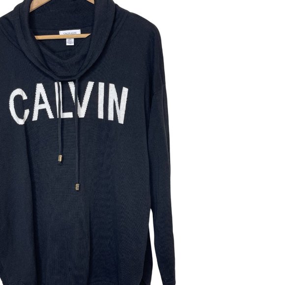 CALVIN KLEIN | Scoop Neck Logo Pullover Sweatshirt Black | Size L - Picture 3 of 11